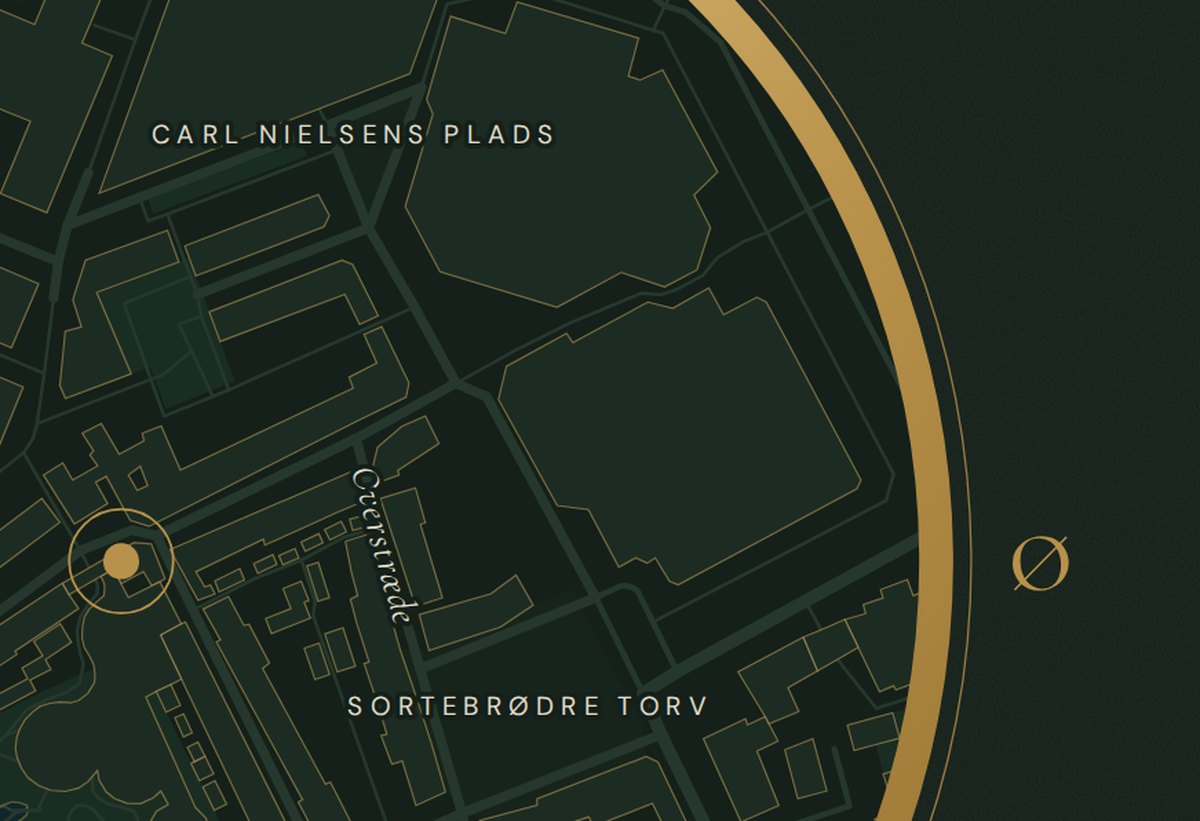 Udsnit af plakaten med vejnavne, pladsnavne og guldringen